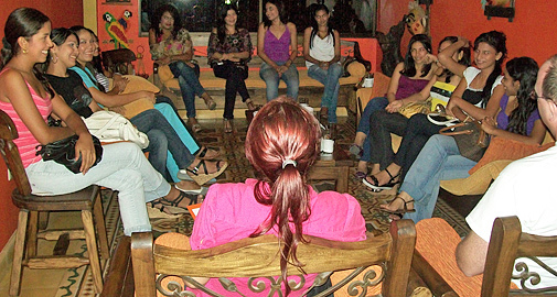 International Introductions Personal Introductions A small group of women meeting one man during a romance tour
