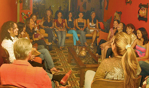 International Introductions Personal Introductions A small group of women meeting one man during a romance tour