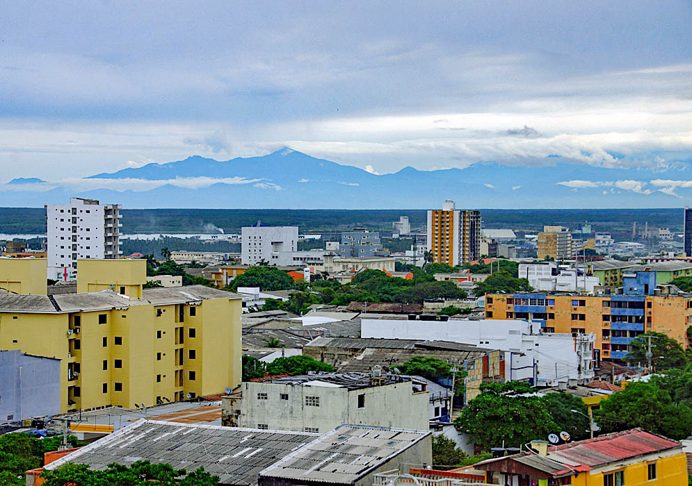 The grey outline of the Sierra de Nevada Mountains from Barranquilla in early morning